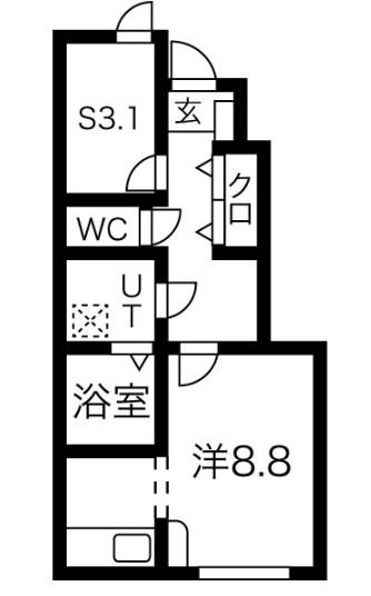 フルムーン(1LDK/1階)の間取り写真
