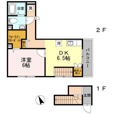 ファミール高津(1DK/2階)の間取り写真