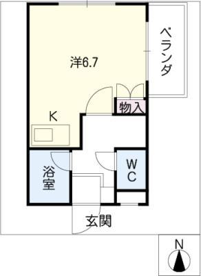 ベルコモンズ八幡山(1K/2階)の間取り写真