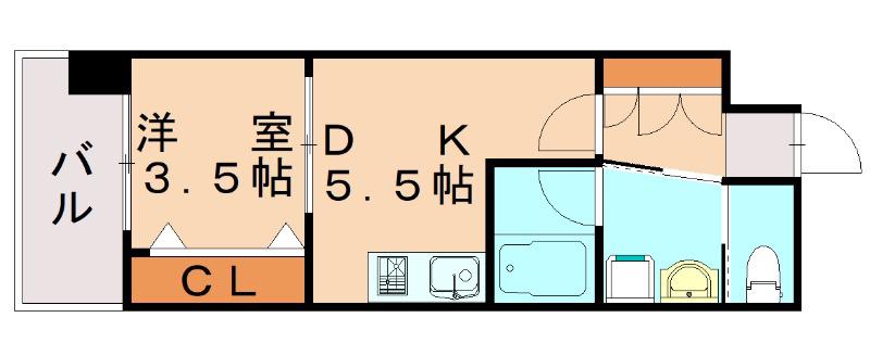 CPタワー(1DK/20階)の間取り写真