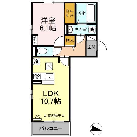 ウェルデンスディーステイA(1LDK/1階)の間取り写真
