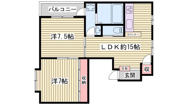 SKビル(2LDK/4階)の間取り写真