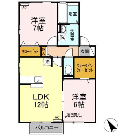 コスモ スクエア D棟(2LDK/2階)の間取り写真