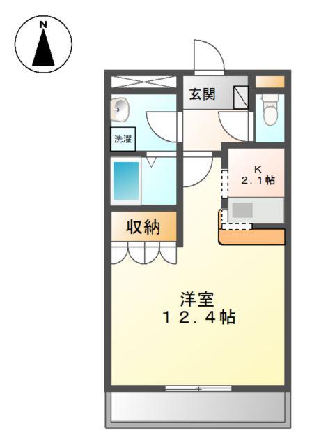 クレシアII(1K/1階)の間取り写真