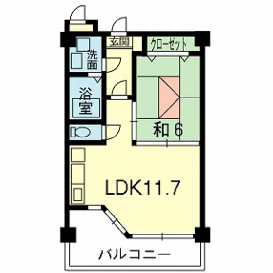 ウッドフォレストマンションB棟(1LDK/6階)の間取り写真