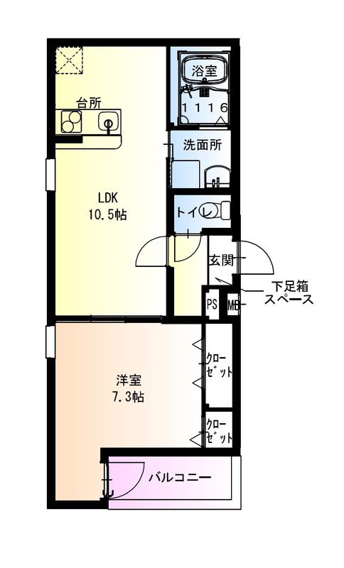 フジパレス東花園北II番館(1LDK/3階)の間取り写真
