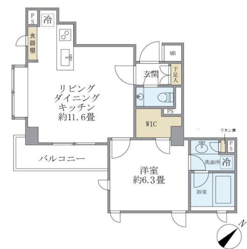 コスモリード恵比寿(1LDK/4階)の間取り写真