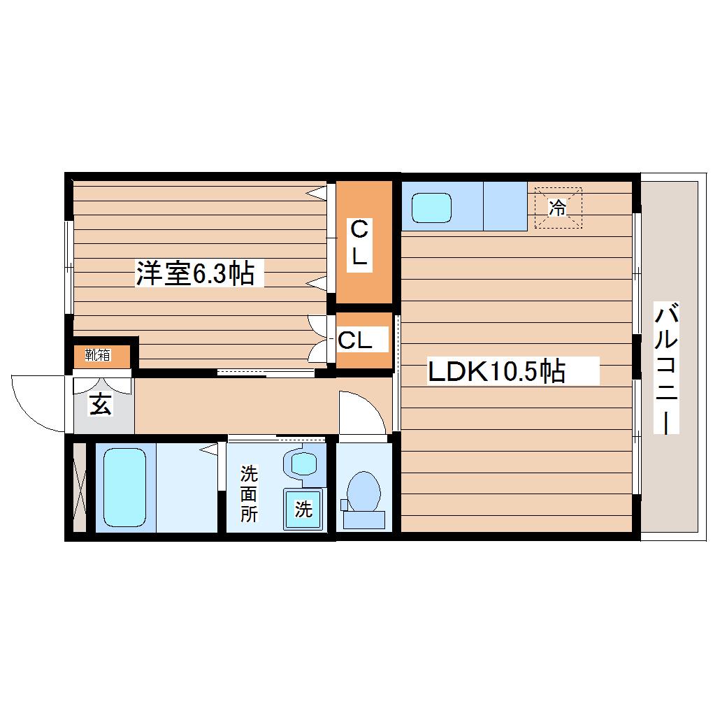 フォレスト壱番館(1LDK/2階)の間取り写真