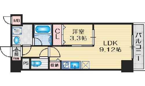 ルミネソレイユ江坂(1LDK/5階)の間取り写真