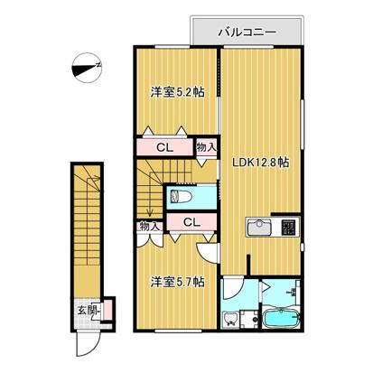 アルヴァ.ビー(2LDK/2階)の間取り写真