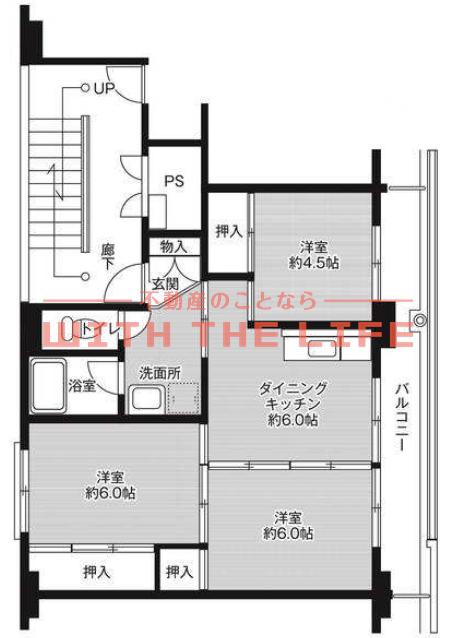 ビレッジハウス吉井II(3DK/4階)の間取り写真
