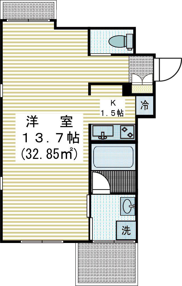 WAVE宿河原(1K/2階)の間取り写真