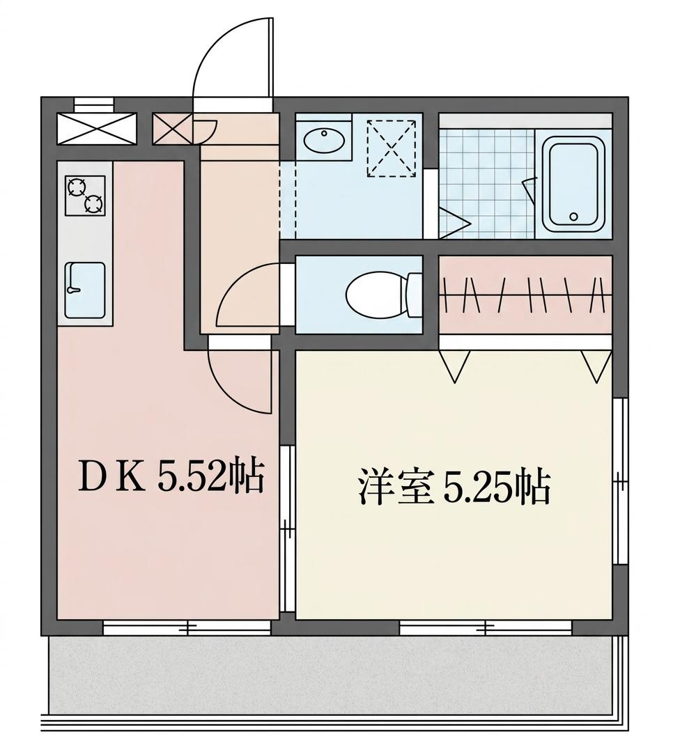 メリーパレス元町(1DK/3階)の間取り写真