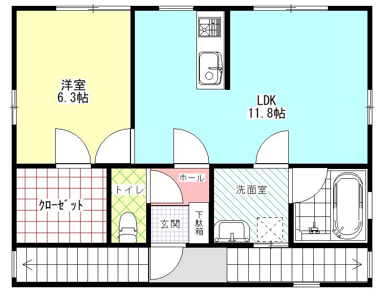 イースト(1LDK/2階)の間取り写真