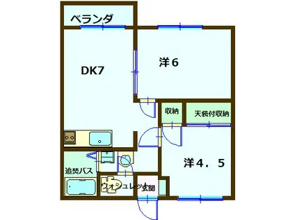 リバーサイドビレッジB(2DK/2階)の間取り写真