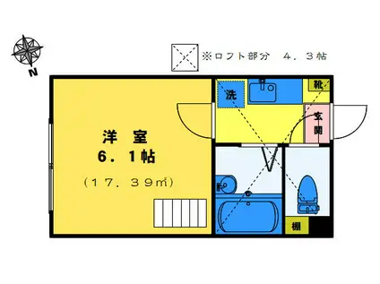 プアメリア(1K/1階)の間取り写真