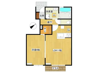 GROW(1LDK/1階)の間取り写真