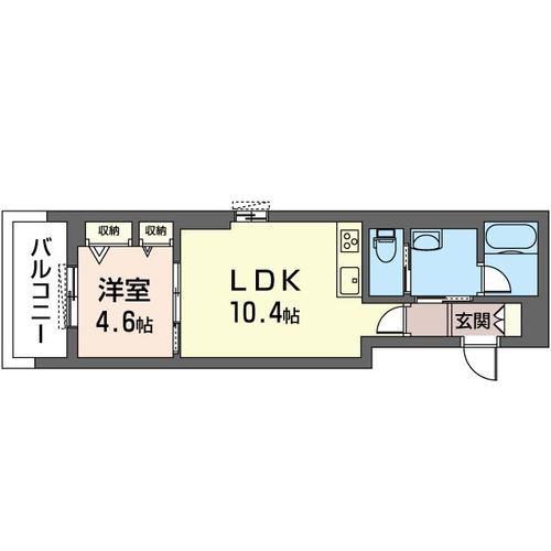 フォレナブルー小田原(1LDK/1階)の間取り写真