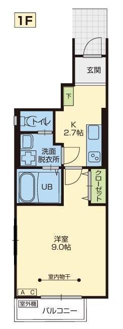 JR東北本線 花巻駅 徒歩33分 2階建 築4年(1K/1階)の間取り写真