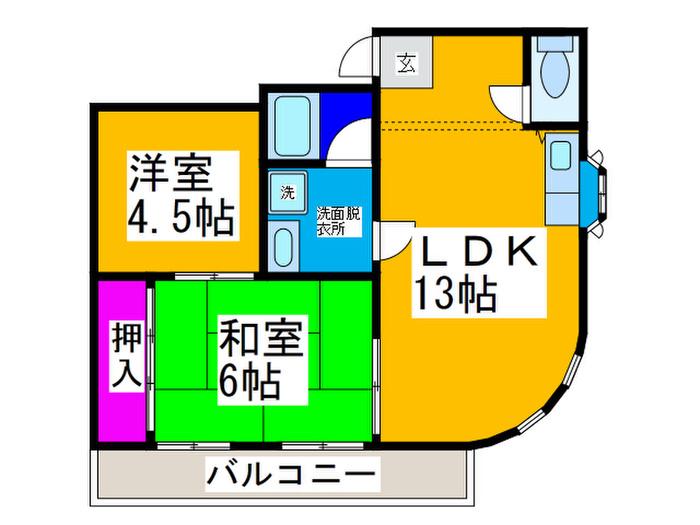 フラワーマンション(2LDK/3階)の間取り写真