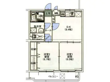 ブレインあづま(2DK/2階)の間取り写真