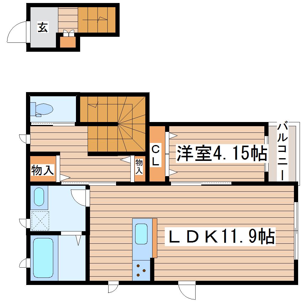 ヴェルデ(1LDK/2階)の間取り写真