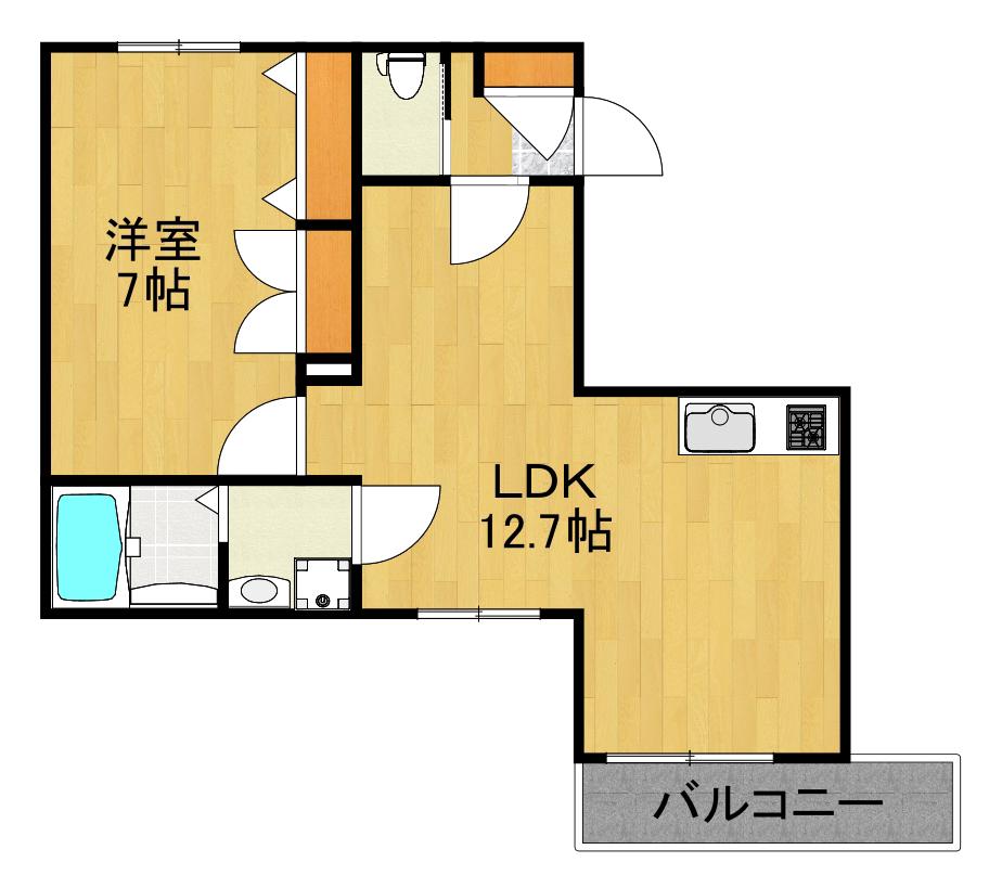 ブルーセイシェル(1LDK/2階)の間取り写真