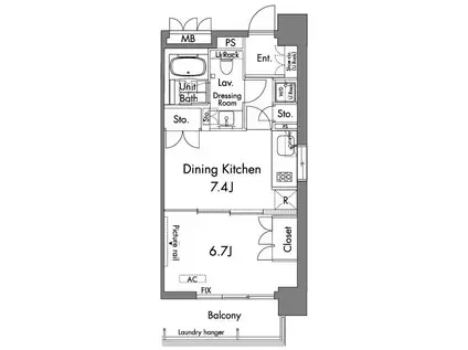 エステマール芝公園(1DK/3階)の間取り写真
