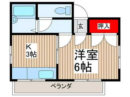 タカハイツ(1K/2階)の間取り写真