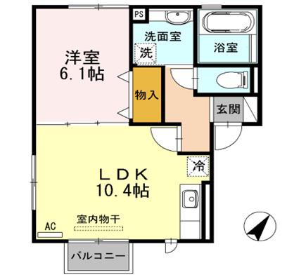 セジュールMA(1LDK/1階)の間取り写真