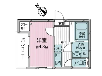 クレスト西川越(1K/3階)の間取り写真