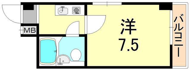 ハイツサンクール(1K/2階)の間取り写真