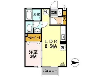 ルミエールI(1LDK/2階)の間取り写真
