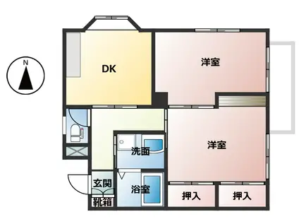 KSエタニティ高木瀬東(2DK/2階)の間取り写真