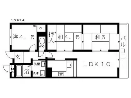 グランドール高鷲(2LDK/3階)の間取り写真
