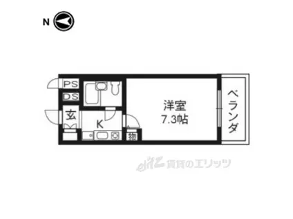 DETOM-1西陣Ⅲ(1K/4階)の間取り写真