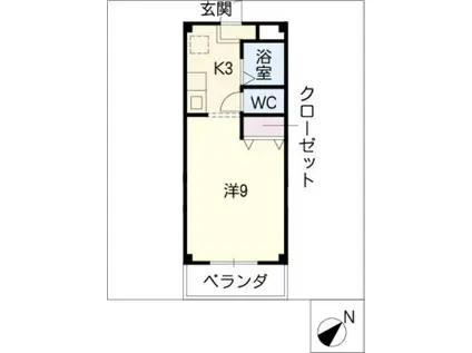 鈴鹿みらい(1K/3階)の間取り写真