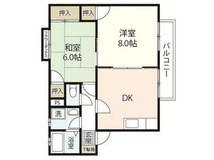 サンライズ矢賀A棟(2DK/1階)の間取り写真