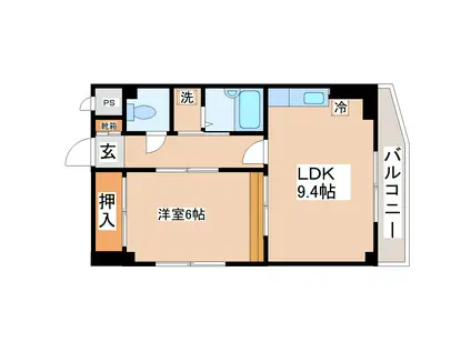 キャピタル萩野町(1LDK/5階)の間取り写真