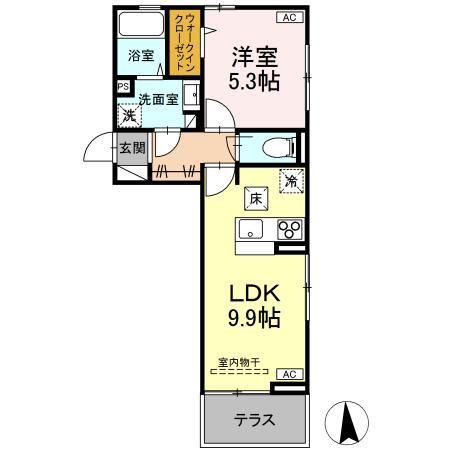 セレスティア桜木(1LDK/1階)の間取り写真