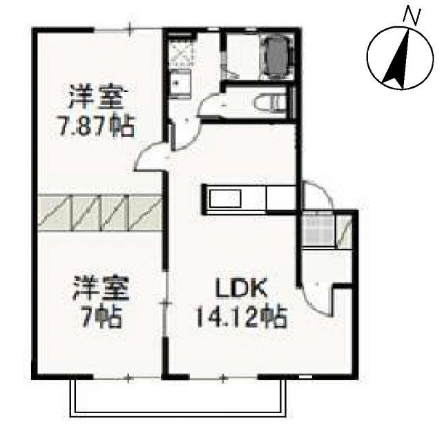 ヌーヴォー・シャンテ C(2LDK/2階)の間取り写真