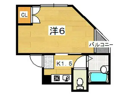 KHハイツ(1K/2階)の間取り写真