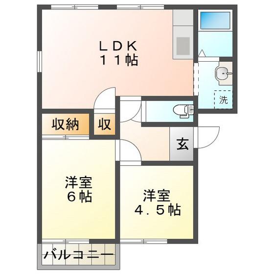 射場コーポH(2LDK/2階)の間取り写真