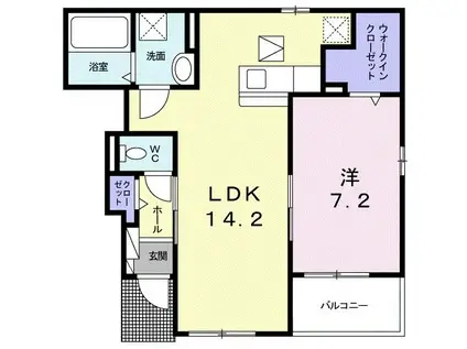 ステラ川津(1LDK/1階)の間取り写真