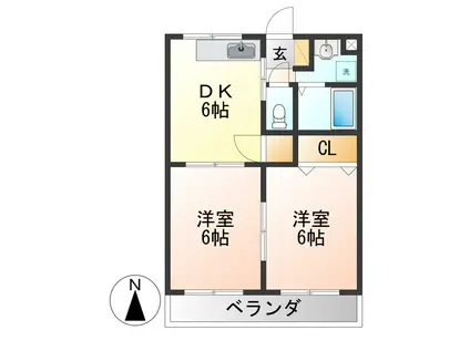 ライフステージ元木家持(2DK/3階)の間取り写真