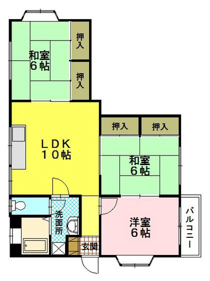 シャルム柳ヶ丘(3LDK/2階)の間取り写真