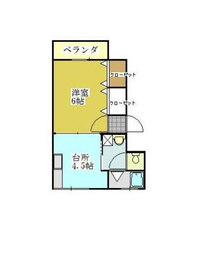 ウォムハウス(1DK/2階)の間取り写真