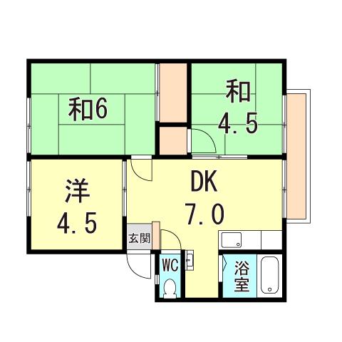 ウィンディア(3DK/1階)の間取り写真