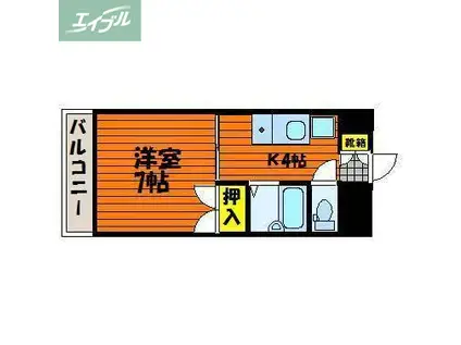 ヴェルサスライム(1K/4階)の間取り写真