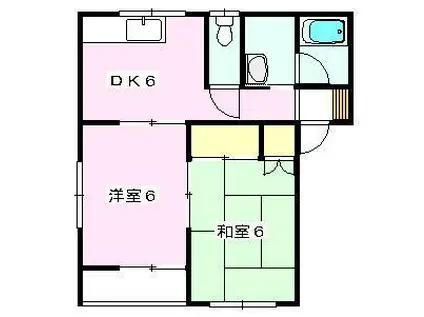 ラモベールC棟(2DK/2階)の間取り写真